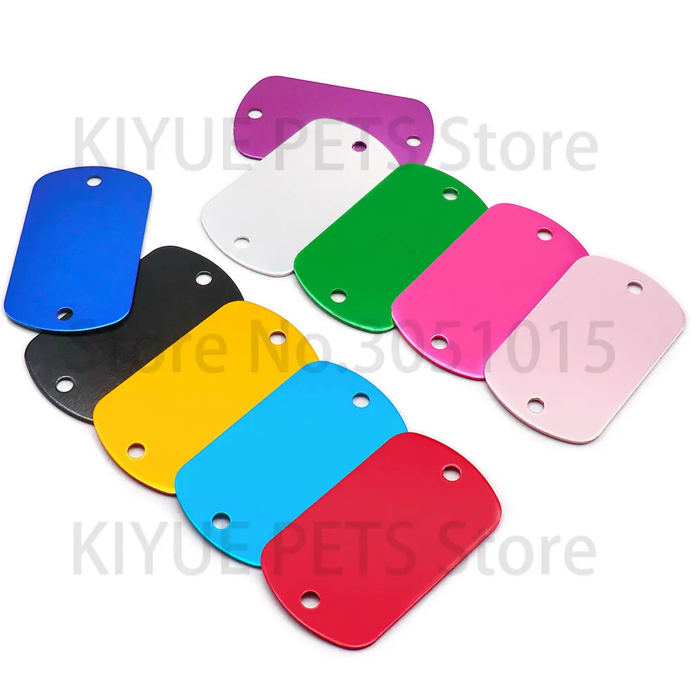 

Wholesale 100Pcs Dog Tag 2 Hole Punch NamePlate Key Military Card Motorcyle Laser Hanging Pet ID Tags Custom Name Personalized