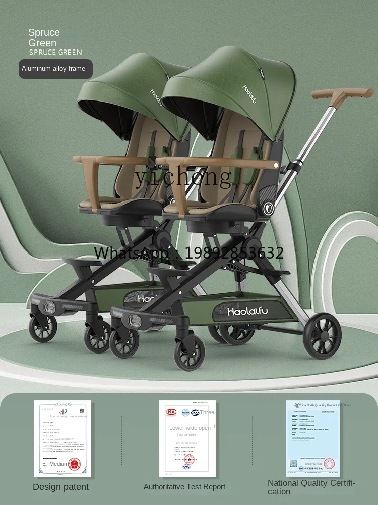 ZZ Twin Poussette bébé légère pliable assise et couchée Double Twin détachable