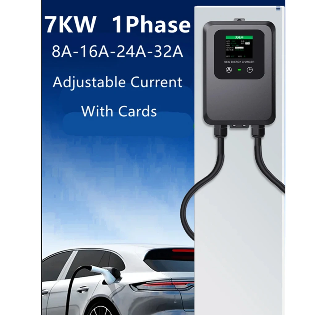 EV Wallbox 5M 7KW 32A Car Home EV Wallbox stazione di ricarica auto elettrica EV Wallbox con schermo a colori cavo 5M