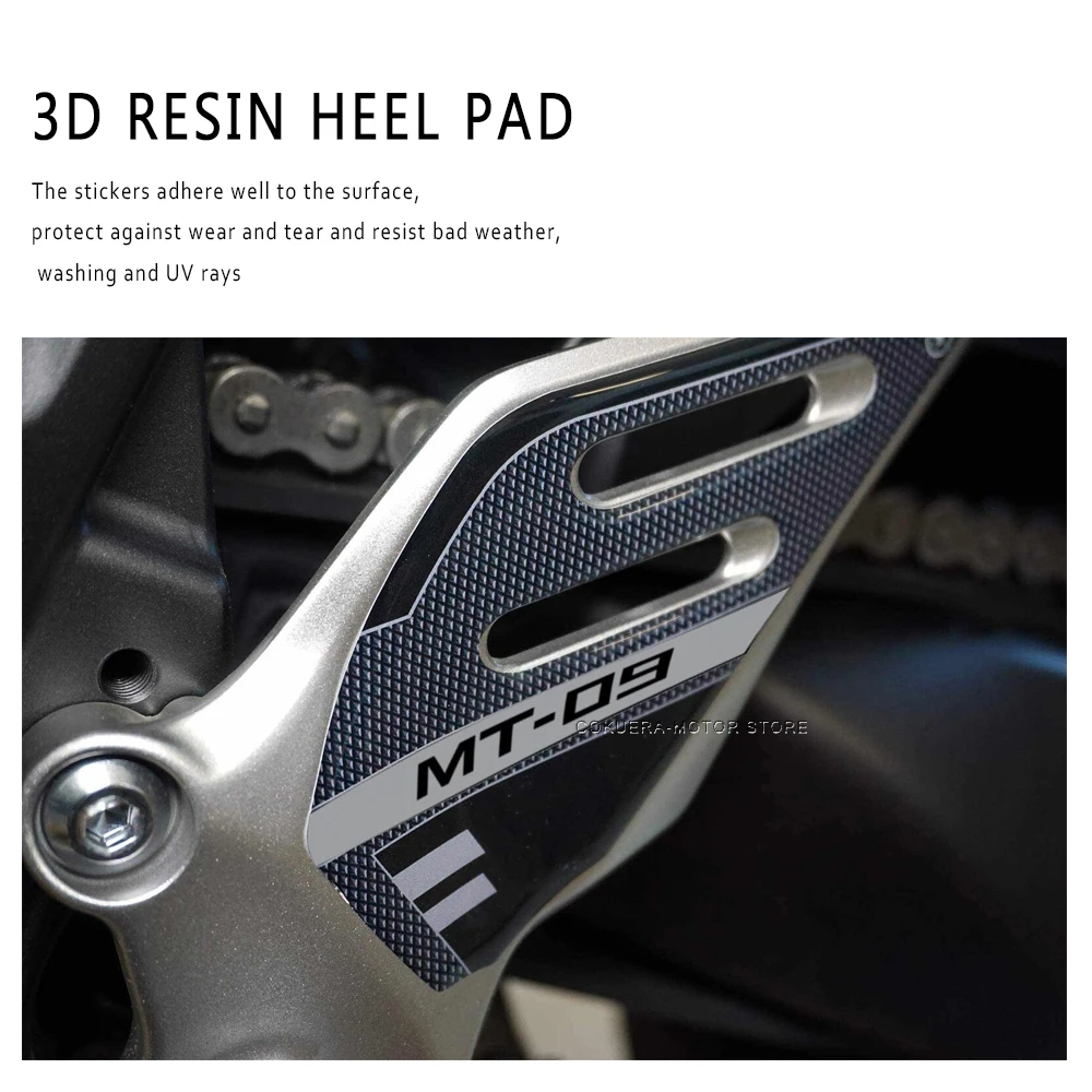 Pegatina 3D de resina resistente a los arañazos para motocicleta, almohadilla para el talón, para Yamaha MT 09 MT09 SP 2021-2023