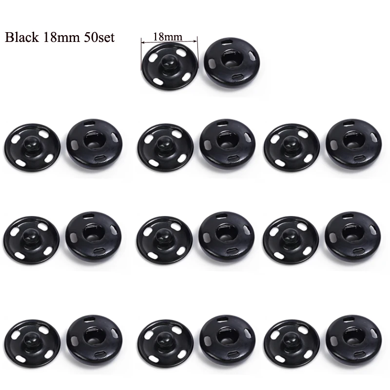 10mm-21mm 50/10Sets Metall Schwarz Golden Silber Farbe Aufnähen Druckknöpfe Nähen Kleidung Druckknopf Knöpfe Handwerk Druckknopf – Detail 9