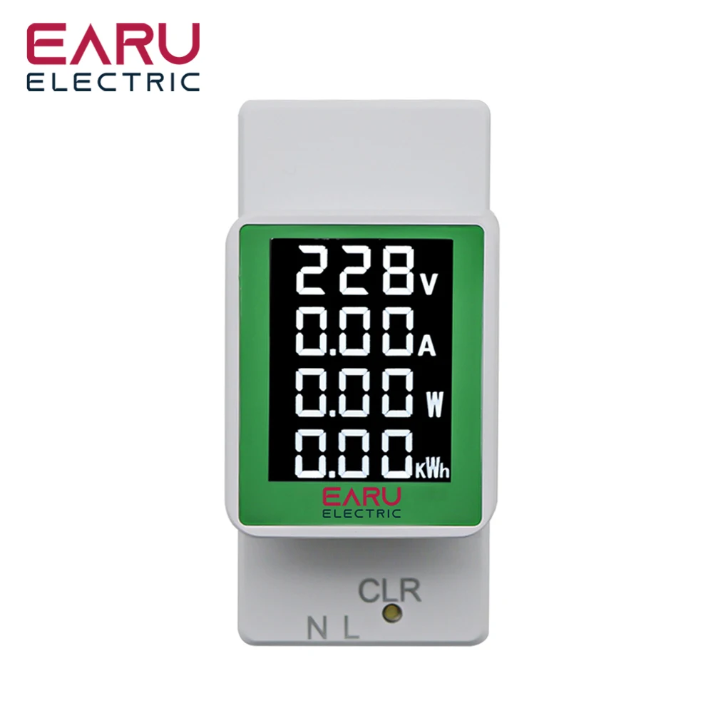 Din Rail Power Energy Meter Electronic kWh Wattmeter Multifunctional Digital VOLT AMP Ammeter Voltmeter AC Monitor 50-300V 100A