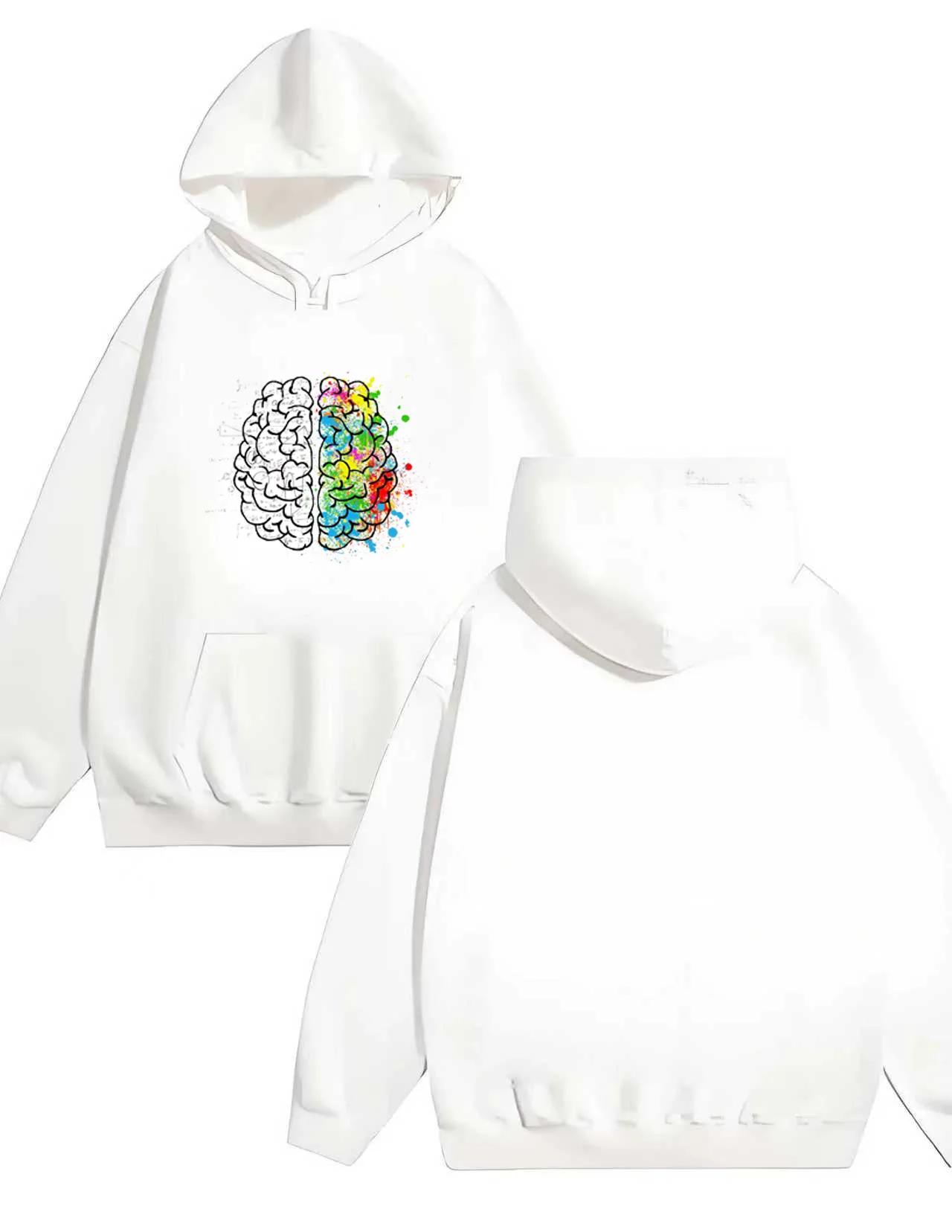 La nuova felpa con cappuccio pesante 330G sciolta alla moda da uomo e da donna del 2025 presenta una stampa cerebrale