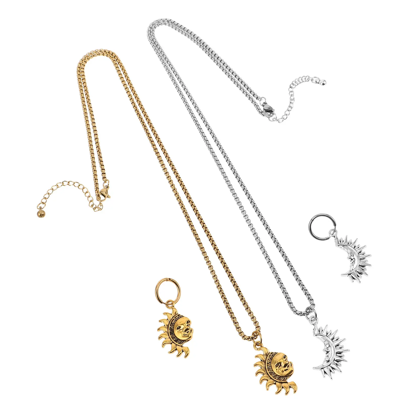 1Set Sun Necklace Set Asymmetric Earring Couple Romantic Minimalist Celestial Pendant Earrings Unique Jewelry