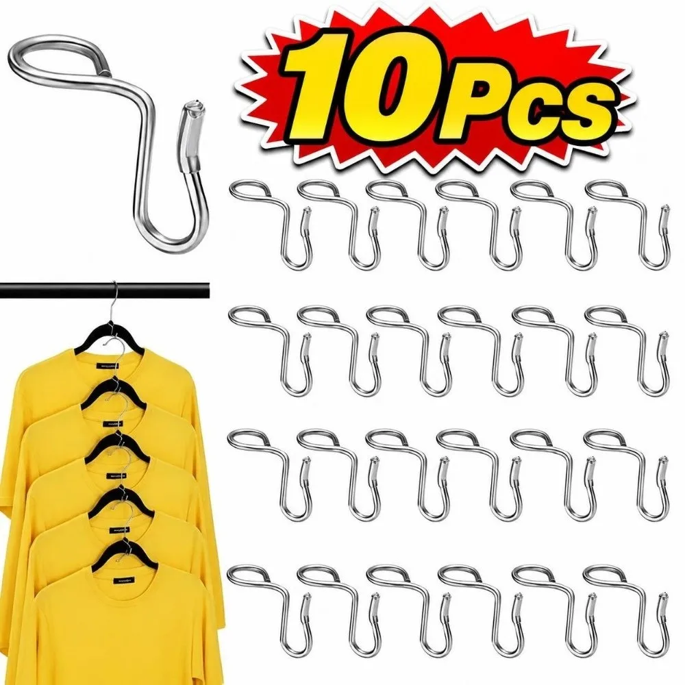 10Pcs Metal Hanger Connector Hooks Multi Layer Space Saving Clothes Hanger Extender Hooks Clothing Hanger Hooks