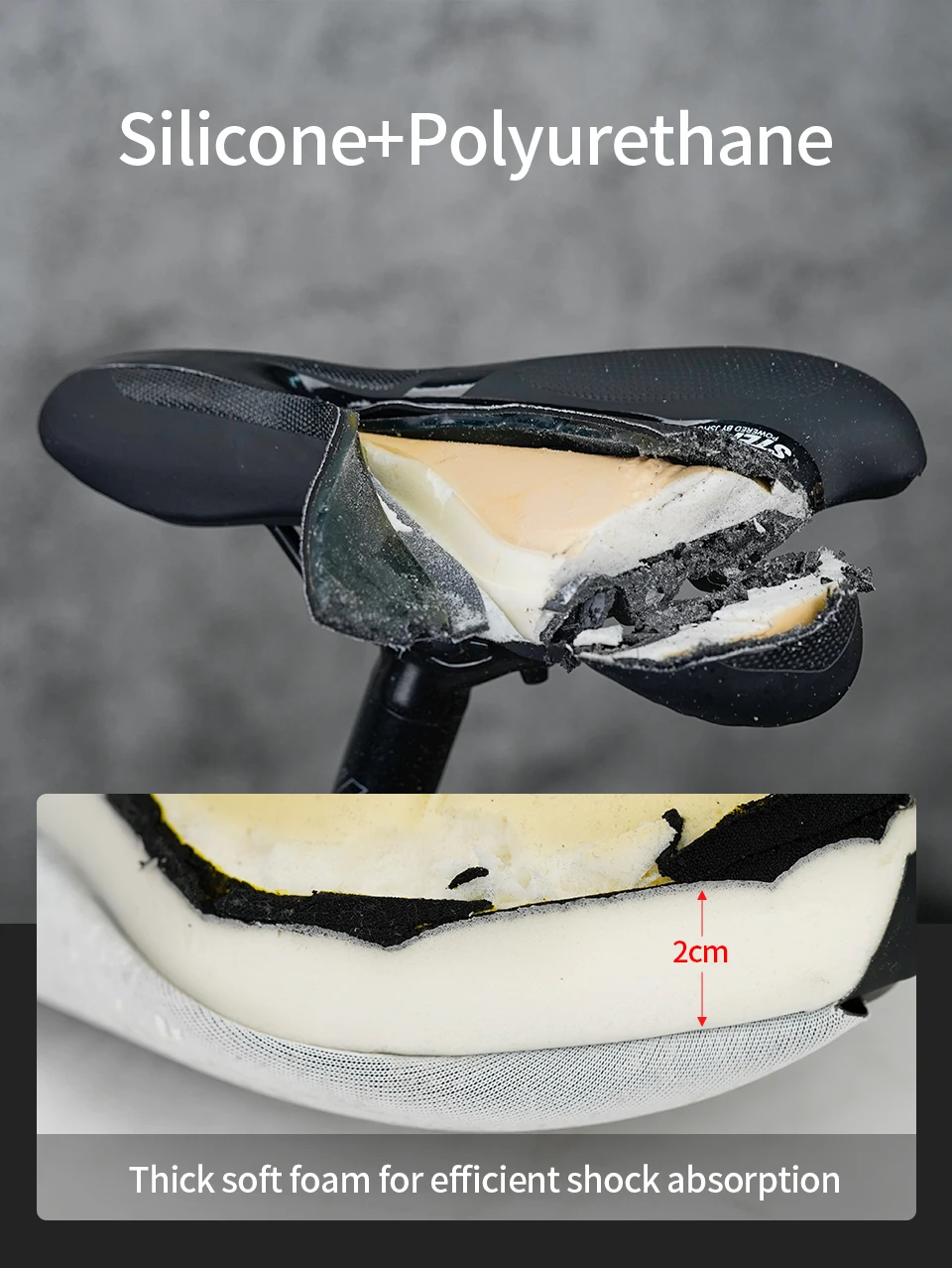 STEPONE Bike Saddle Mountain MTB Road Cycling Cushion Seat Exercise Soft Silicone Gel Shockproof Comfortable Hollow Saddle
