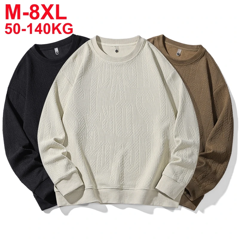 

Men Sweatshirts Hoodies Oversized 6XL 7XL 8XL Plus Size Full Length O-Neck Pullovers Khaki Autumn Streetwear Fashion Sportswear