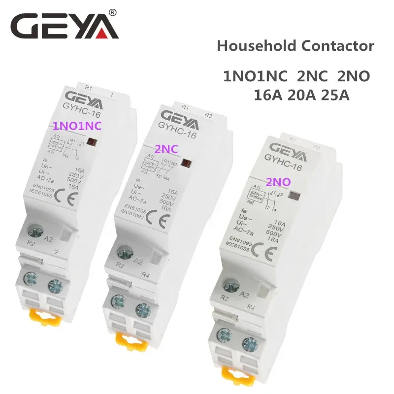 Din Rail Type AC Contactor 2P 16A  20A 25A 2NC 2NO 1NO1NC 50/60Hz Automatic Household Contactor