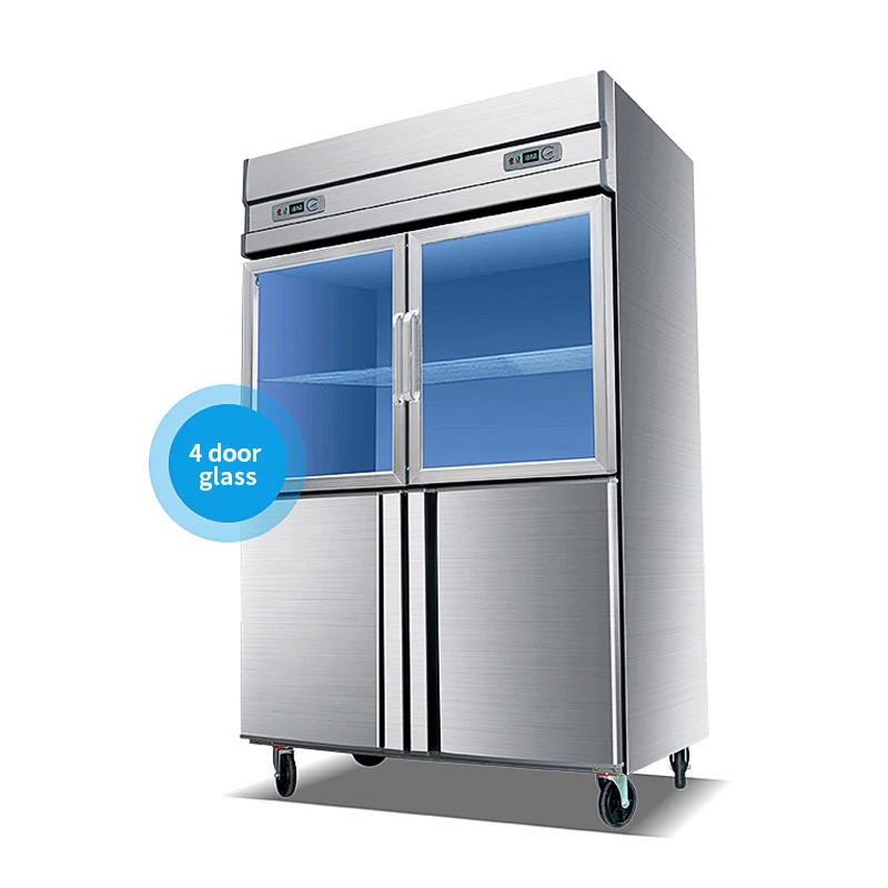 Réfrigérateur-Congélateur Commercial Grande Capacité 2, 4 ou 6 Portes, Double Température, Vertical, avec Compartiment Crisper