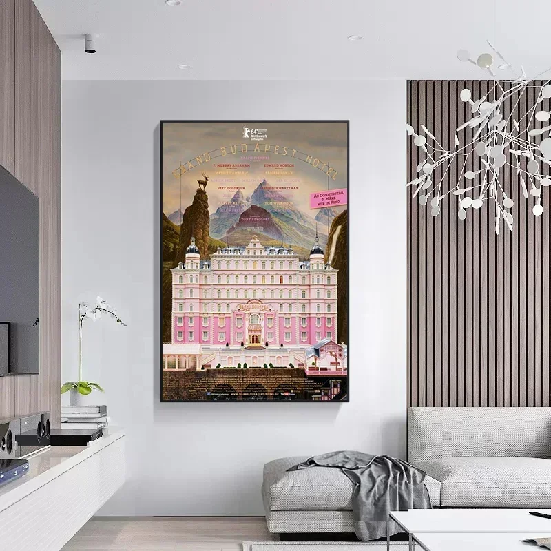 قماش اللوحة الفيلم الكلاسيكي فندق جراند بودابست المشارك يطبع صور فنية للجدران لديكور غرفة المعيشة #3