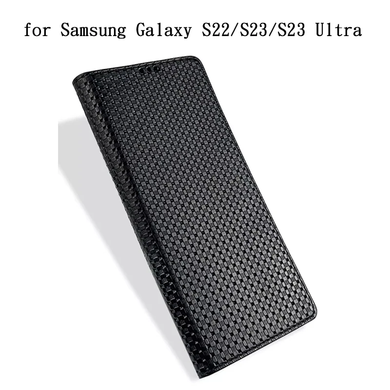 

New Genuine Leather Carcasa for Samsung Galaxy S23 Case S23+/S23Ultra Flip Magnetic Phone Funda for Galaxy S22/S22+ Ultra Coque