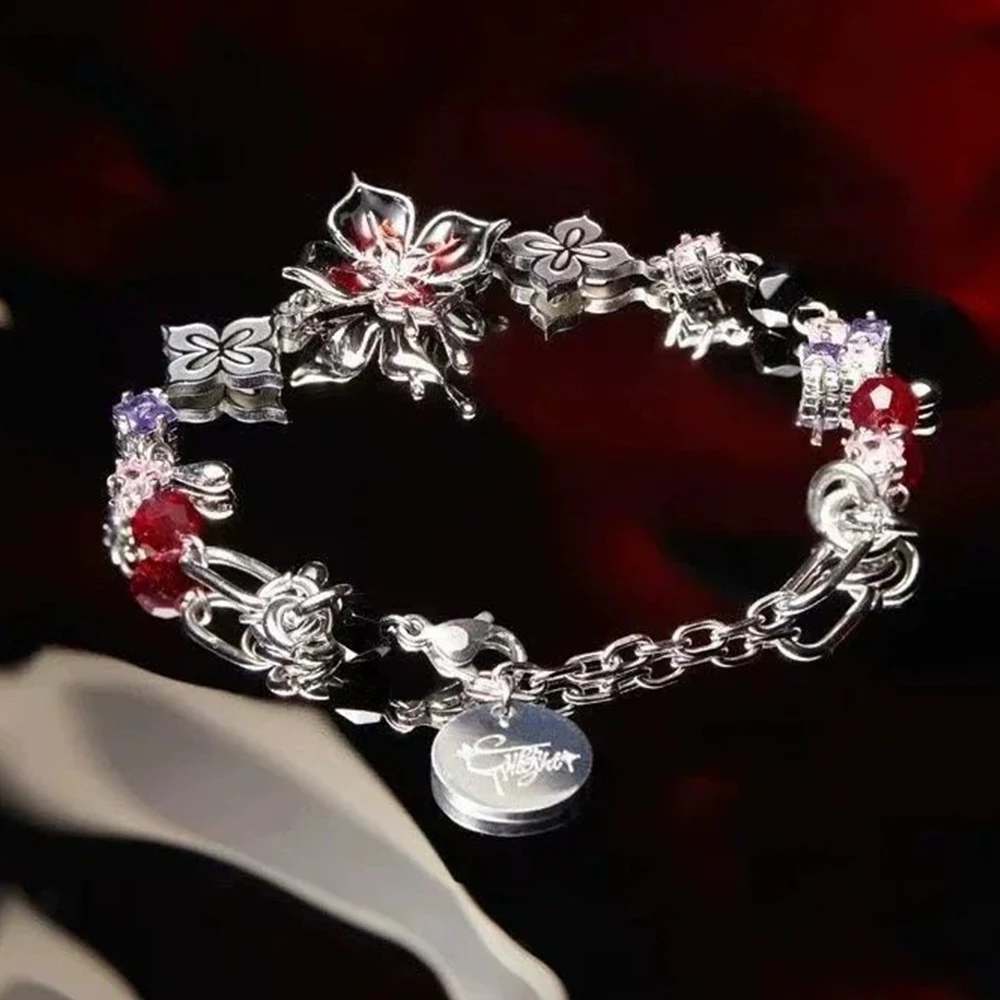 Unisex Punk Metal Star Rail March 7th Evernight Cosplay Bracelet Hand Chain Bangles Jewelry for Halloween