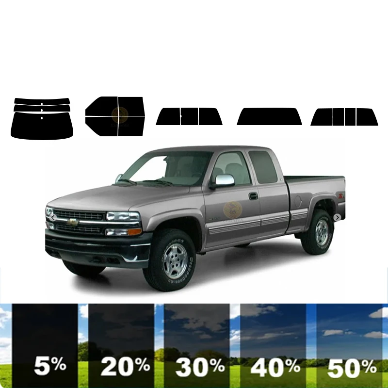 

precut Removable Window Tint Film 100%UVR 5%-70%VLT Heat Insulation Carbon ﻿For CHEVROLET SILVERADO 1500 4 DR PICKUP 1992-2000