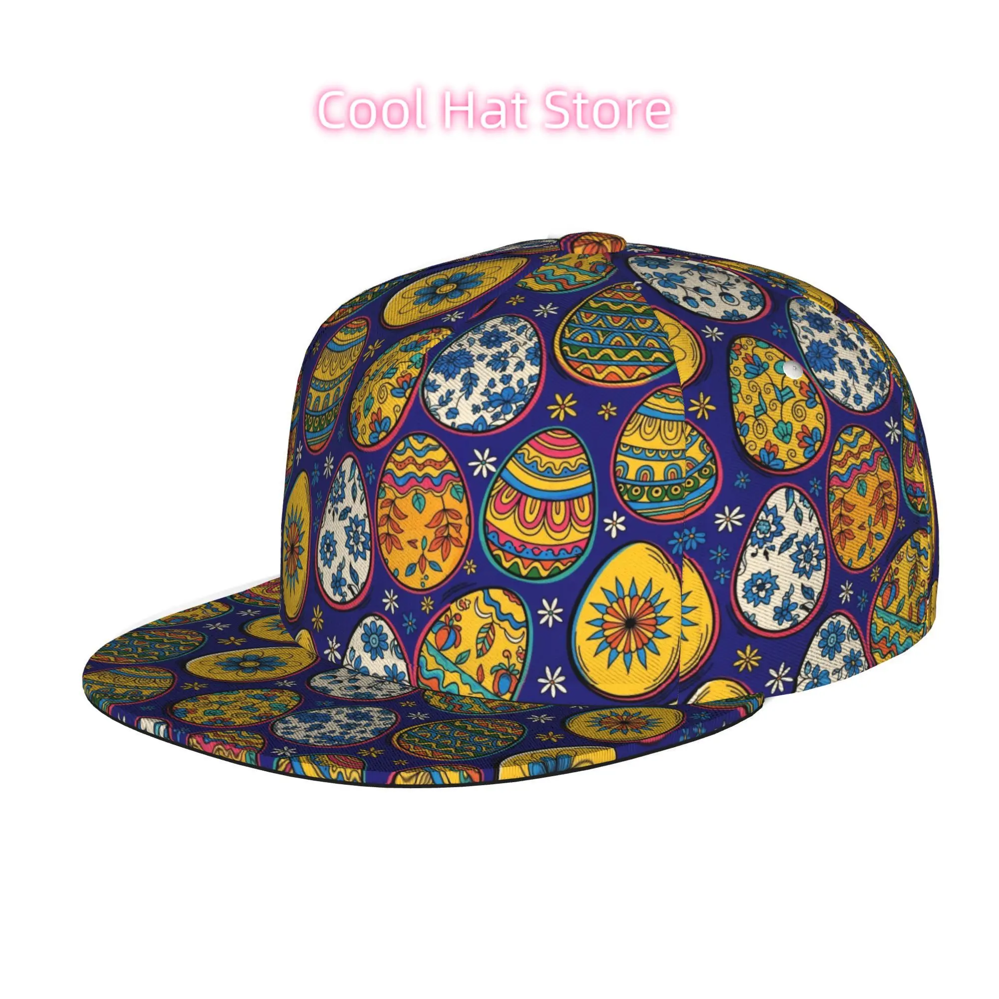 Baseball Caps for Both Men And Women Featuring Vibrant Easter Egg Designs, with an Adjustable Snap Brim And a Flat Top, Perfect