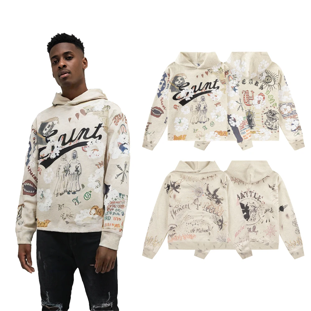 

New in Hoodies & Sweat-shirt Y2K Clothing Men Street Wear Saint Streets Fashion Printed Cotton Graphic Hoodies Hooded Sweatshirt
