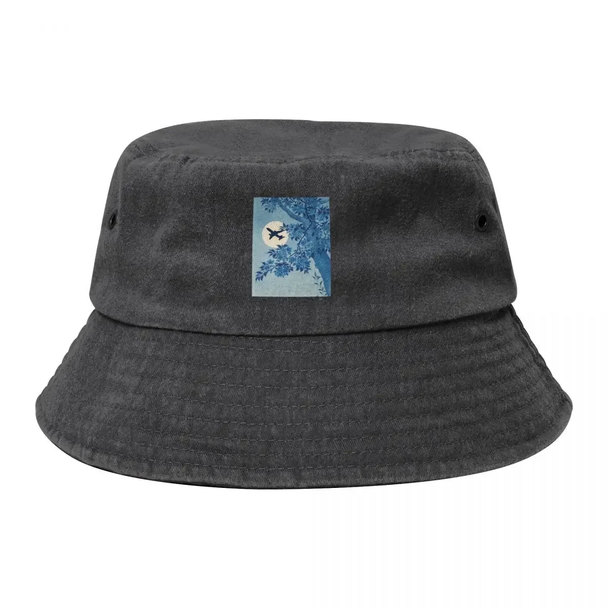 Airplane Silhouette Over The Moon Bucket Hat Trucker Hat Rugby hard hat Mountaineering Caps For Women Men's