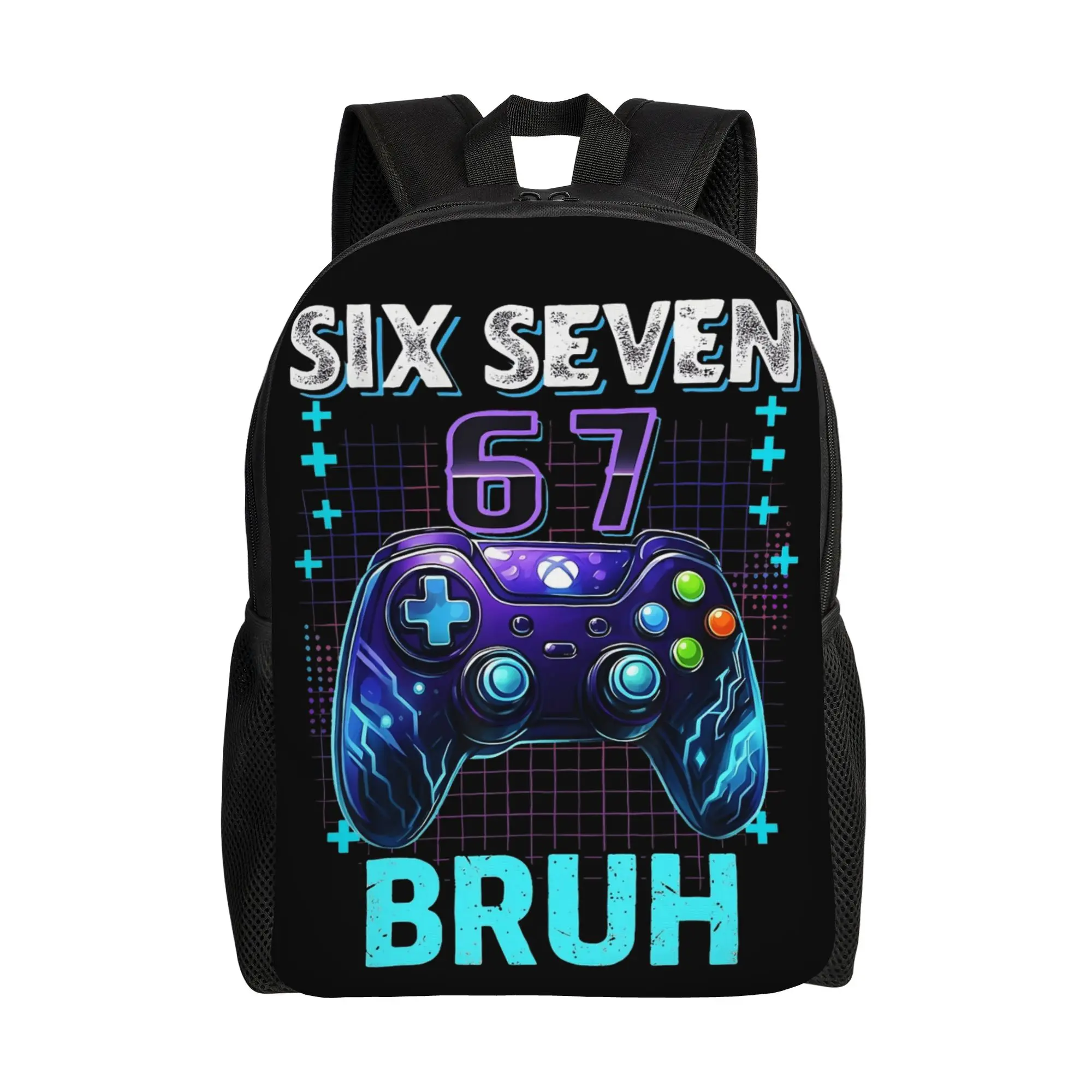 

Funny Six Seven 67 Bruh Birthday Boy Gamer Backpack for Men Teenage Student Business Daypack Brainrot Laptop Canvas Bags Gift