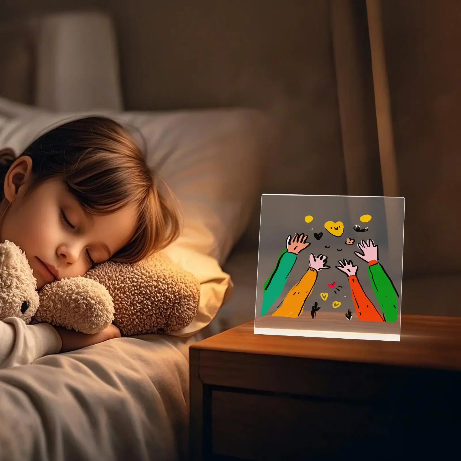 Transparant tekentafel Lichtgevend Wordpad DIY acrylbord met kleurpennen LED-nachtlampje Notitiebord Kid tekenspeelgoed Geschenken