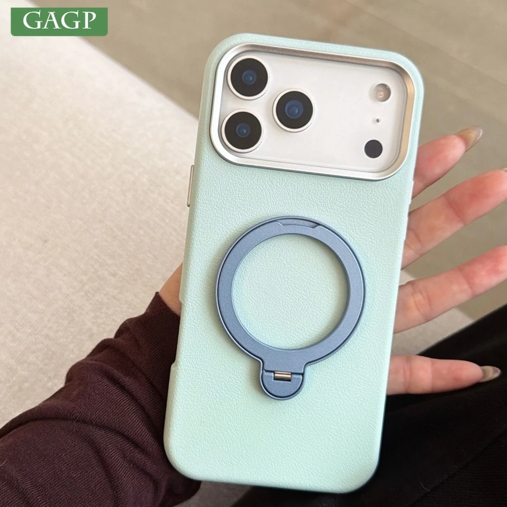 Luxury 3IN1 360Rotating Bracket Stand Phone Case For iPhone 17 Air 11 12 13 14 15 16 Pro Max Plus Texture Shockproof Phone Cover - náhled 2