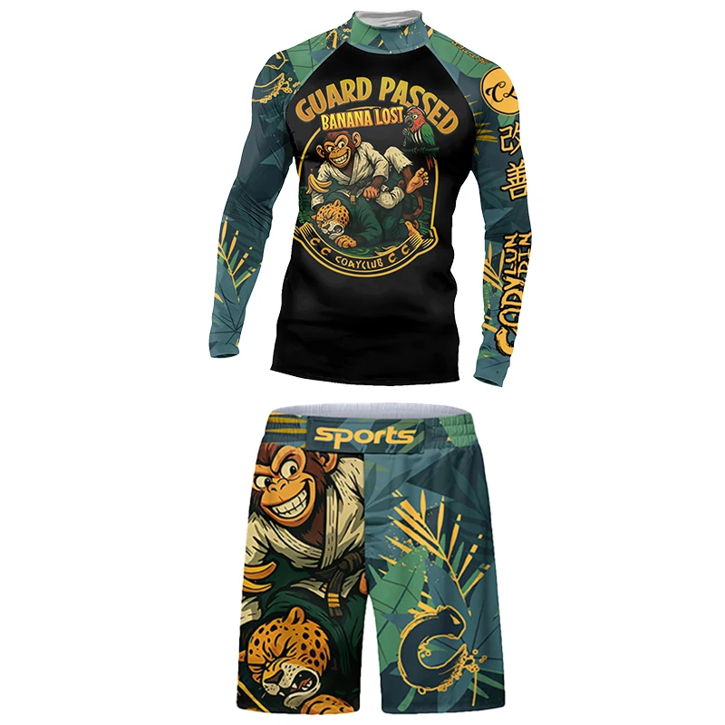 New Jiu Jitsu Rashguard Men's Workout Sports Suit Brazilian Grappling Bjj Boxing Rash Guard Gym Fitness Compression Rash Clothes