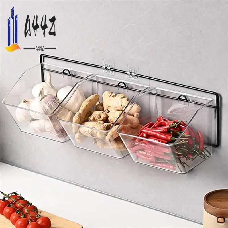 

A44Z-3 отсеки настенный контейнер для имбиря и чеснока столешница ящик для хранения лука и картофеля с металлической стойкой
