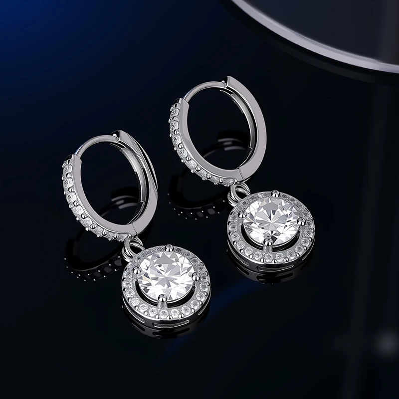 S925 Silber Moissanit Ohrstecker mit GRA-Zertifikat Stilvolle Runde Ohrhaken Ideal als Geschenk für Jahrestage oder Hochzeiten – Detail 17