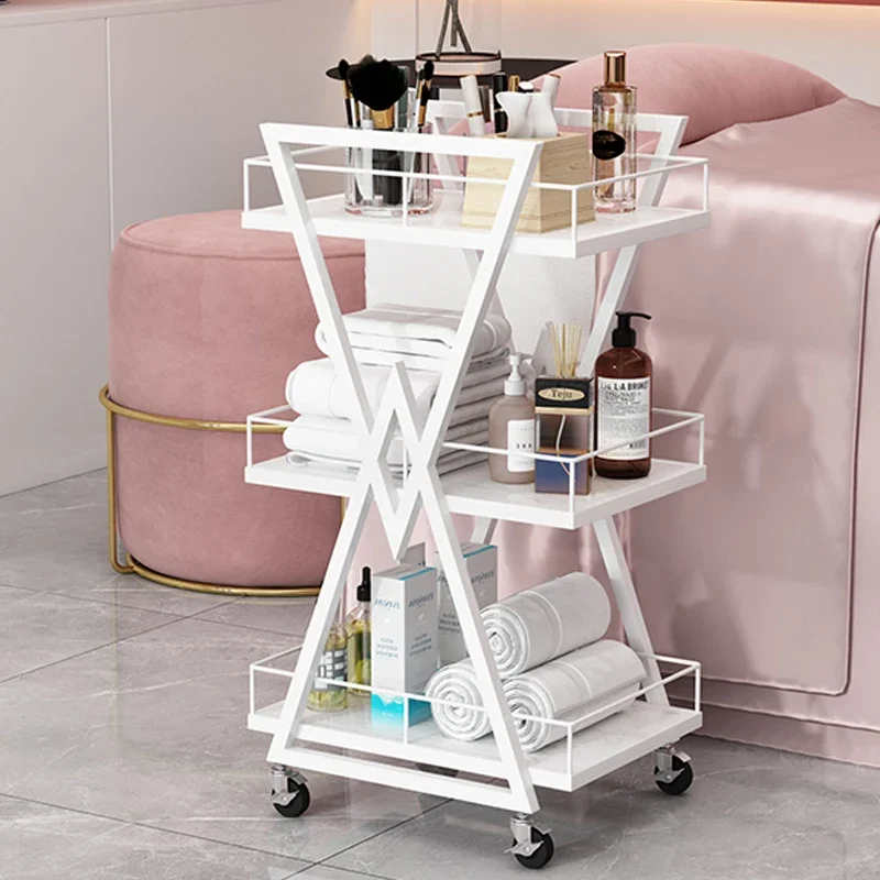 Beauty Salon Specific Small Cart Nail Art Storage Rack Trolley Hairdressing Embroidery Cosmetics Storage Rack Salon Furniture