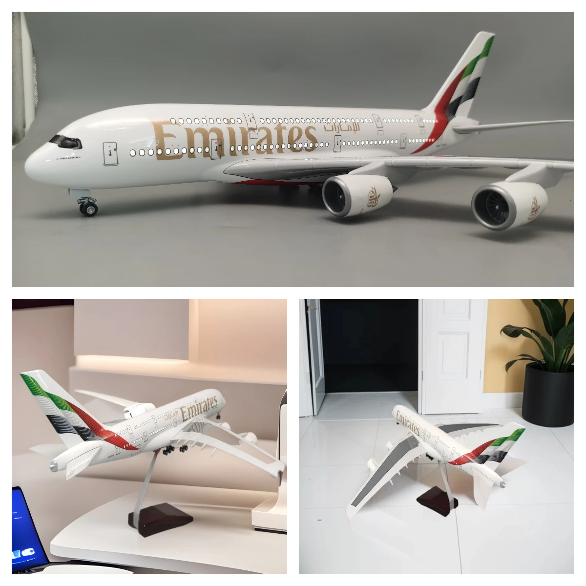 

45 см масштаб 1/160 литая под давлением игрушечная модель A380 новая модель самолета из смолы Emirates Airways со светом и колесами коллекция авиакомпаний