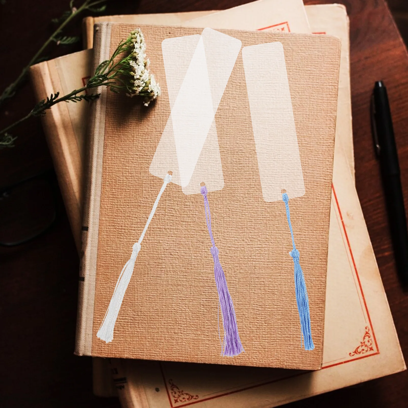 

1Set Acrylic Bookmark Tassel Transparent Blank Bookmarks DIY Rectangle Bookmarks Reading Accessories Acrylic Bookmark