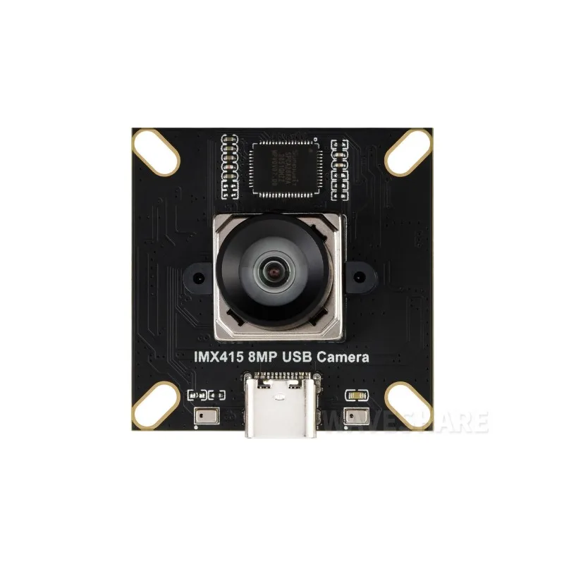 Waveshare IMX415 8MP USB Camera (A),High-resolution Camera Module,Sensor Chip,USB2.0 Port,Onboard Dual Microphones,Distortion