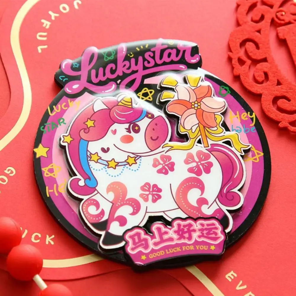 

Деревянная новогодняя магнитная наклейка в китайском стиле Lucky Blessing Pony, магниты на холодильник, украшение, праздничное украшение