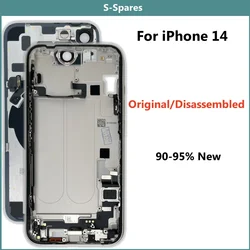 90-95% New Original Disassembled Middle Frame Housing Back Glass Cover For iPhone 14 with NFC Wireless Charger Assembly