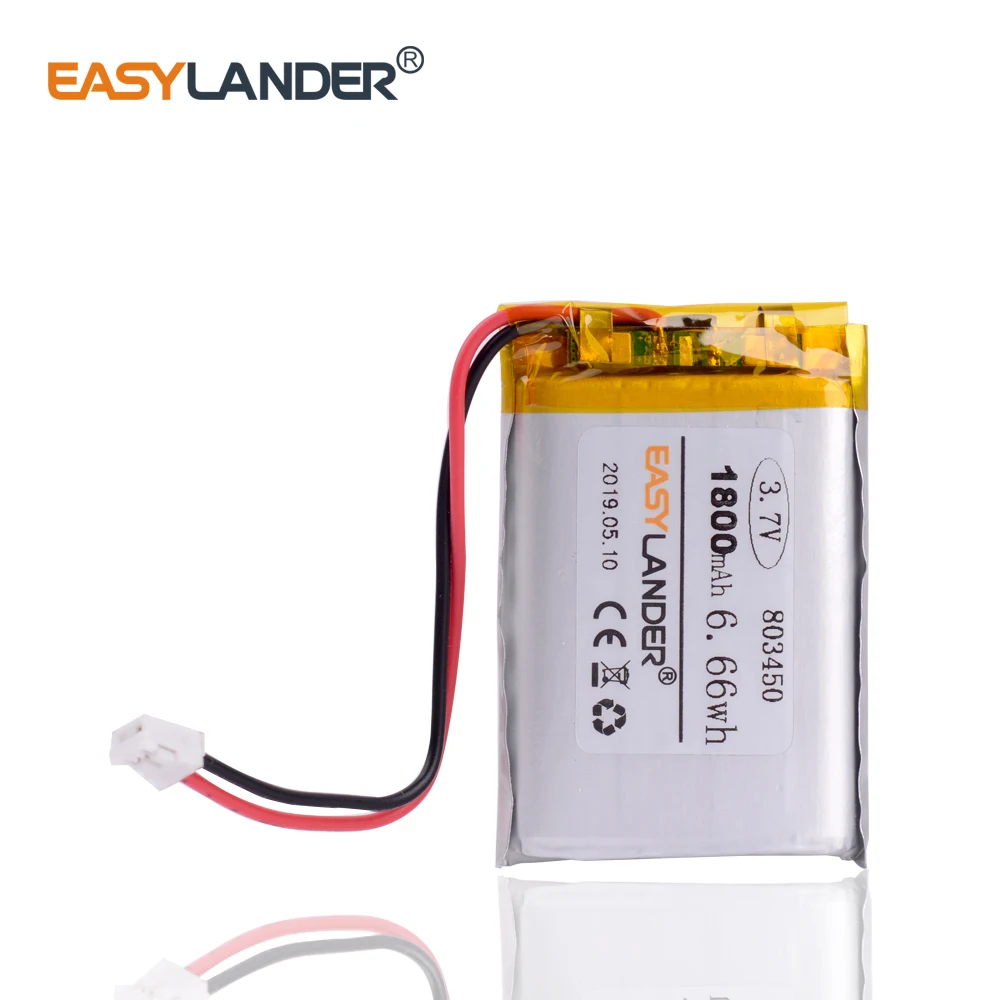 JST Plug803450 3.7V 1800mAh Lithium Polymer Rechargeable Battery For MP3 Camera GPS DVR Bluetooth headset Corsair Void Pro