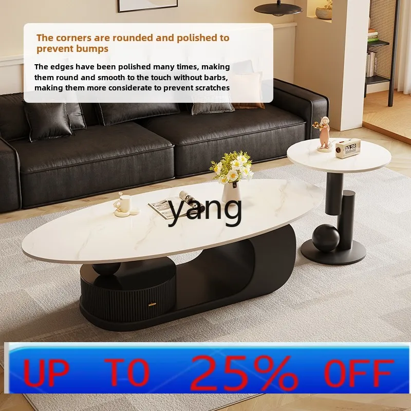 

LMM rock slab coffee table small apartment living room modern high-end TV cabinet combination