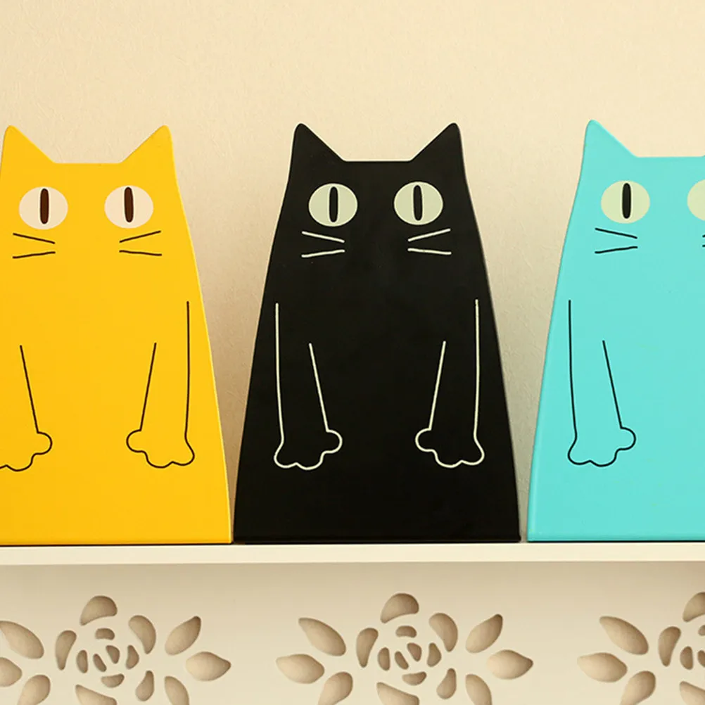 1Pair Cartoon Cat Bookends Premium Metal Book Ends with Non-Slip Base for Home Office Classroom Library Organization Decorative