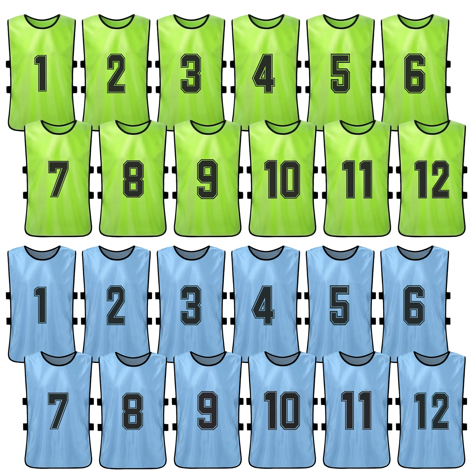 24PCS Football Pinnies Quick Drying Soccer Jerseys Youth Sports Scrimmage Basketball Team Training Bibs Practice Sports Vest