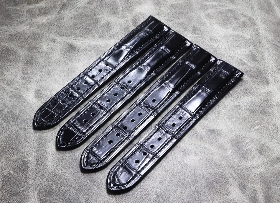 Black 20mm 21mm 22mm Handmade Genuine Crocodile Skin Upscale Watch belt Strap alligator Leather Watch Band high quality Bracelet