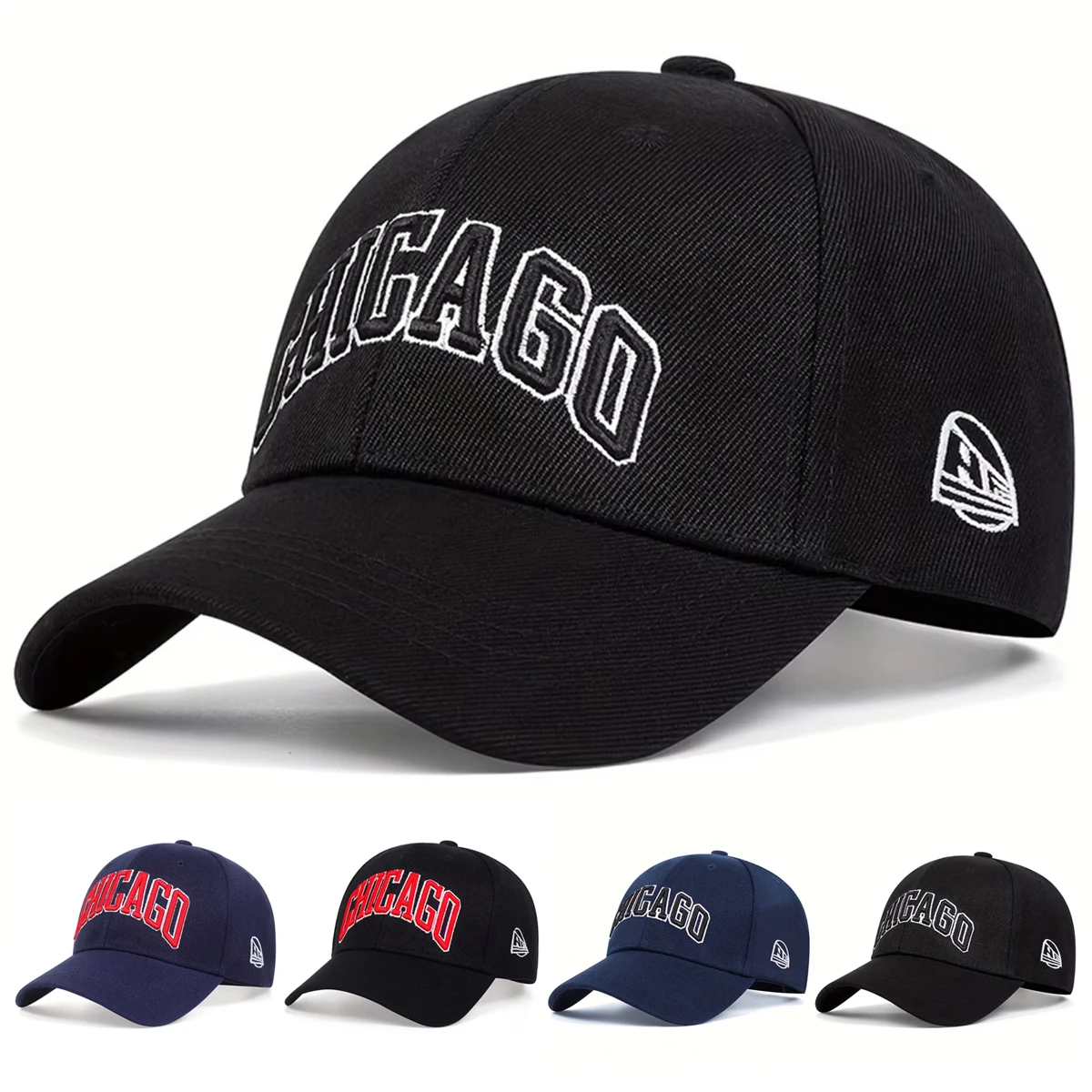 للجنسين شيكاغو إلكتروني التطريز قبعات البيسبول قابل للتعديل قبعات عادية الربيع والخريف في الهواء الطلق واقية من الشمس قبعة قبعة رياضية