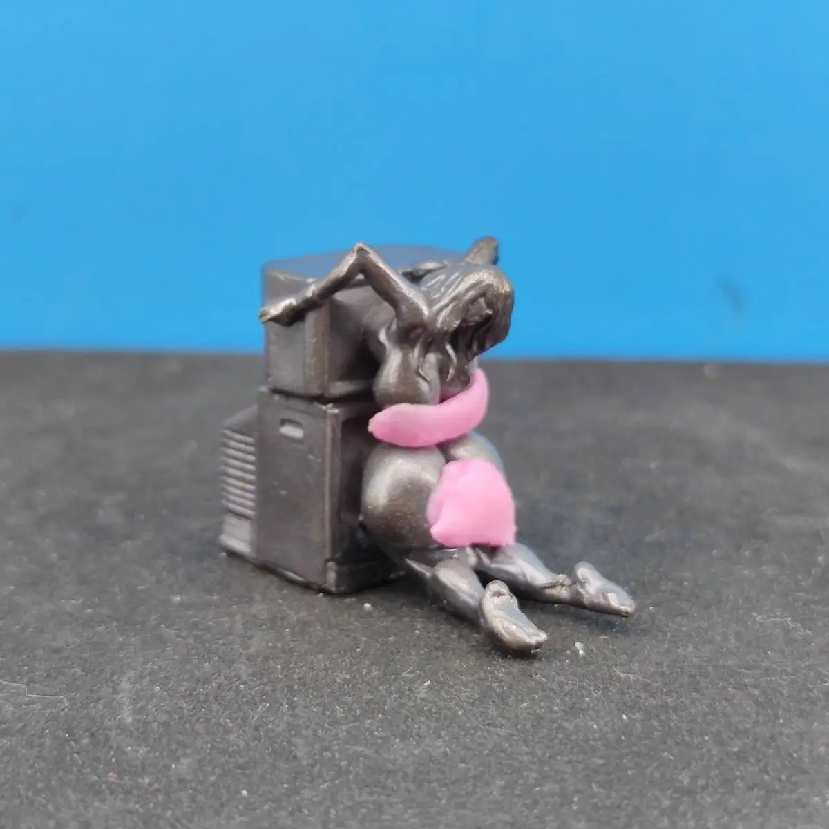 Unique Aged Brass Retro Dark Art Miniature Figurine, Creative Handmade Desk Ornament Sculpture