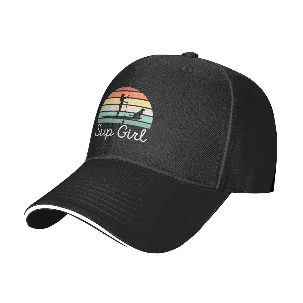 Sup Girl Paddleboarding Dog Canine Paddle Boarding Wife Sandwich Cap Baseball Cap Trucker Hat Print