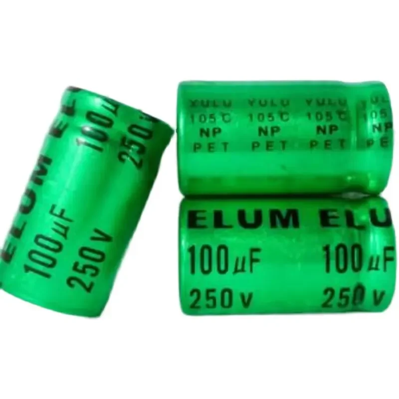 50PCS for Tweeter Crossover 100UF 250V New Green Non‑Polar Audio Electrolytic Capacitor 18*30