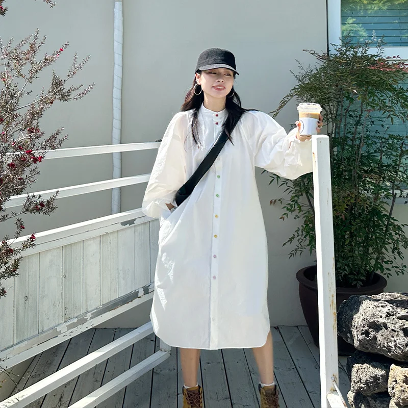 

Женская свободная корейская длинная белая осенняя юбка размера плюс 300 с пуговицами irt Dr, повседневная юбка трапециевидной формы