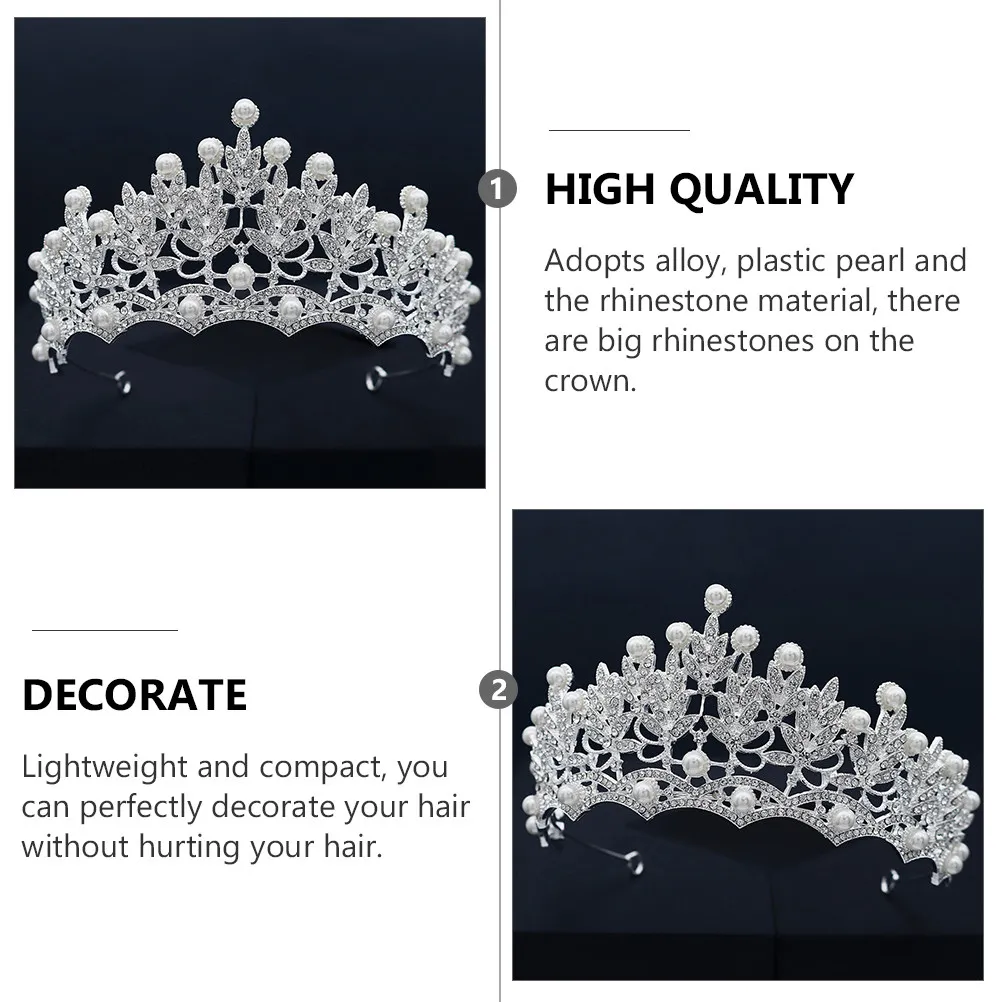 

1 шт. Жемчужная тиара для невесты, элегантная корона со стразами для свадьбы, свадебная повязка для волос, стильное украшение для головы, роскошный женский аксессуар