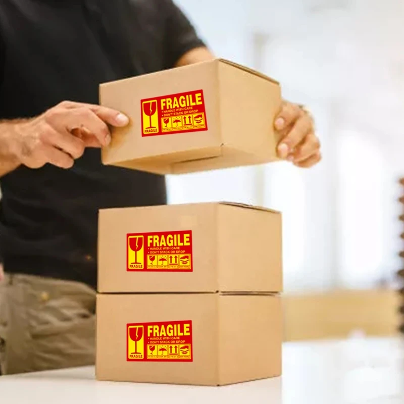 Uds pegatinas frágiles etiqueta adhesiva advertencia con cuidado Don'for t Stack o Drop pegatina envío para