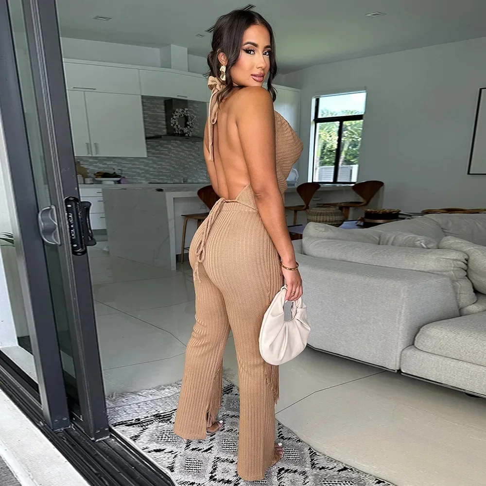 Crop Tops 2 Piece Pant Sets Beach Wear Women 2024 Sexy Summer Clothes Elegant Club Party Two Piece Long Pant Sets Outfits