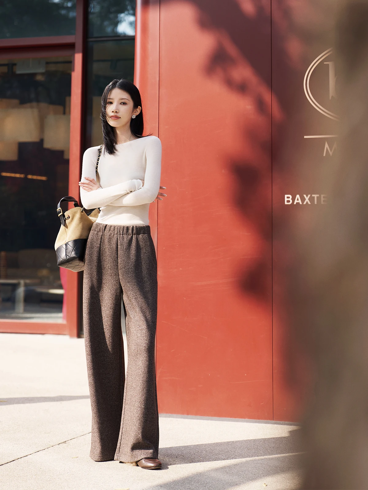 

Брюки женские JXu, ретро, с цветочной вышивкой, коричневые, на резинке, утепленные, осенне-зимние, широкие, повседневные, прямого кроя