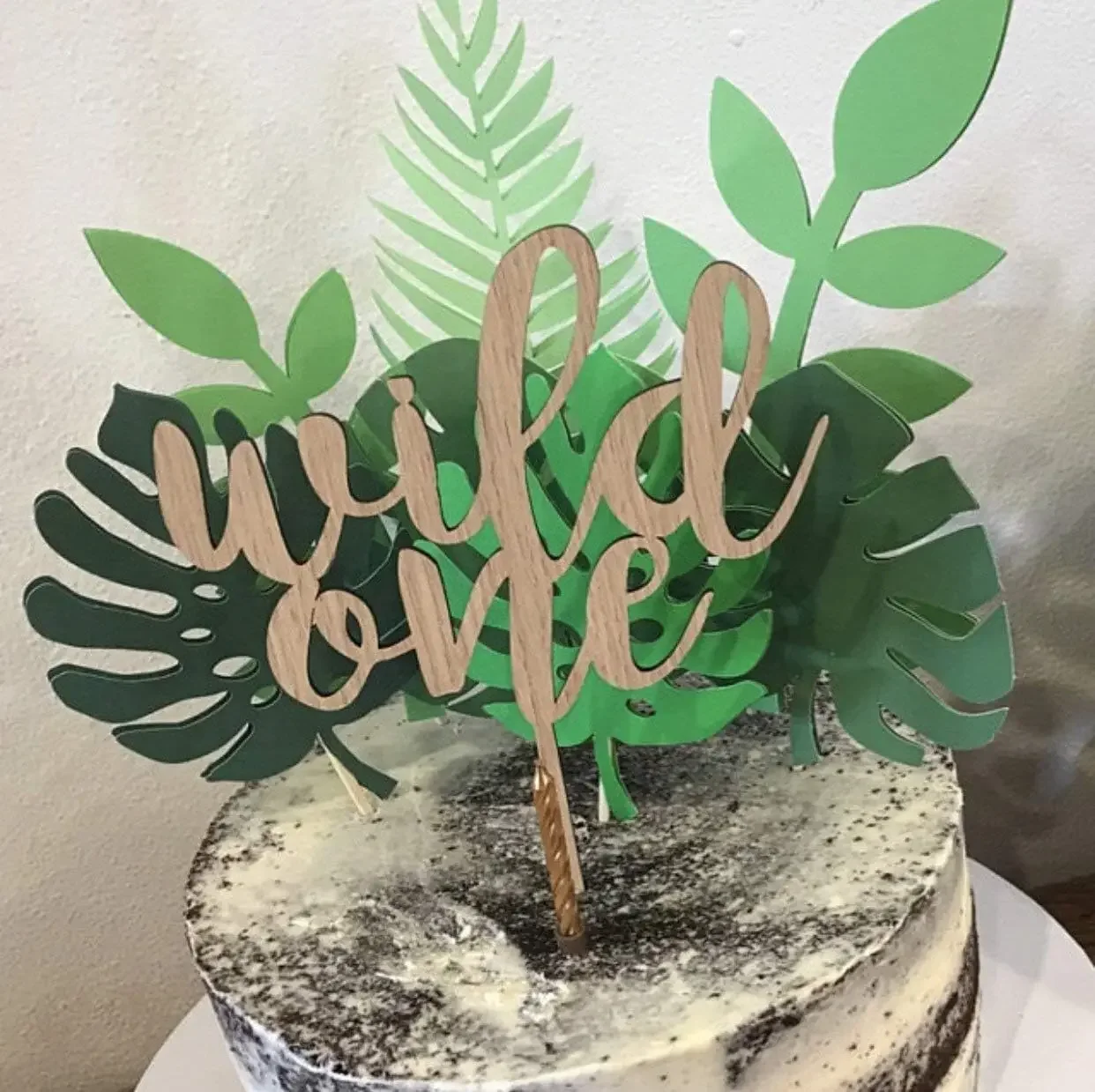 Glittery Tropical Leaves Cake Topper Palm Leaf Cake Topper for Jungle Theme Birthday Party Decor Safari Baby Shower Decor