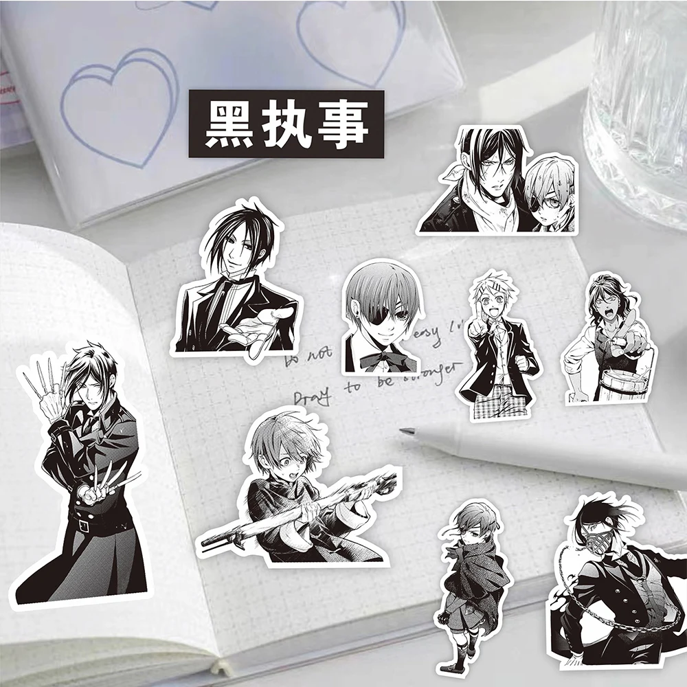 10/30/75Pcs Cool Anime Black White Black Butler Stickers Pack Cartoon Japan Manga Classic Sticker Toy for Phone Stationery Diary