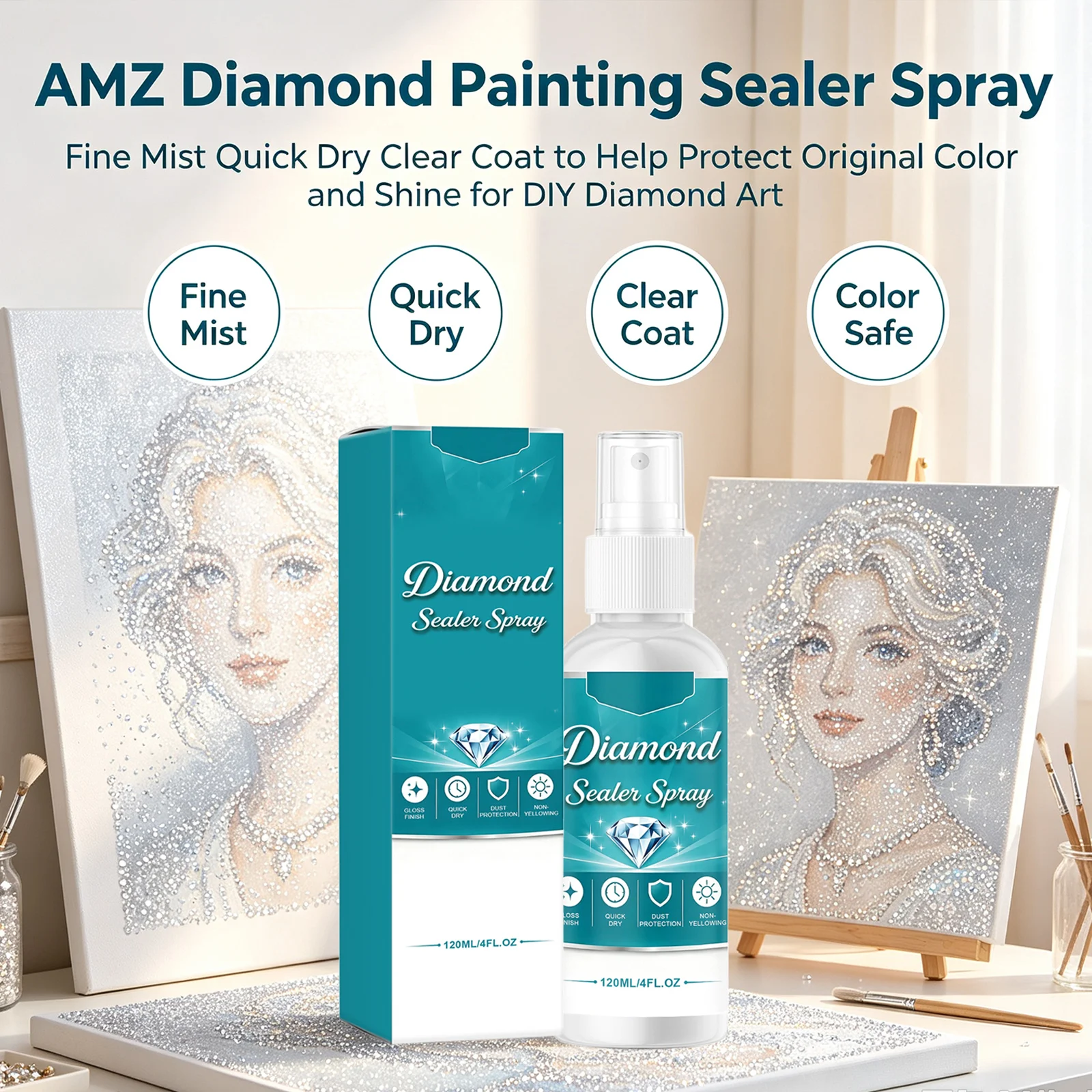 Diamond Sealer Spray DIY Diamond Art Protection Quick Dry Anti‑yellowing Permanent Hold Shine Effect 5d Diamond Painting Sealer view 6