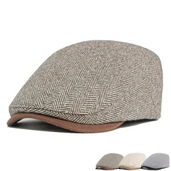 2023 Autumn and Winter Polyester Solid Warm Newsboy Caps Flat Peaked Cap Men and Women Painter Beret Hats 131